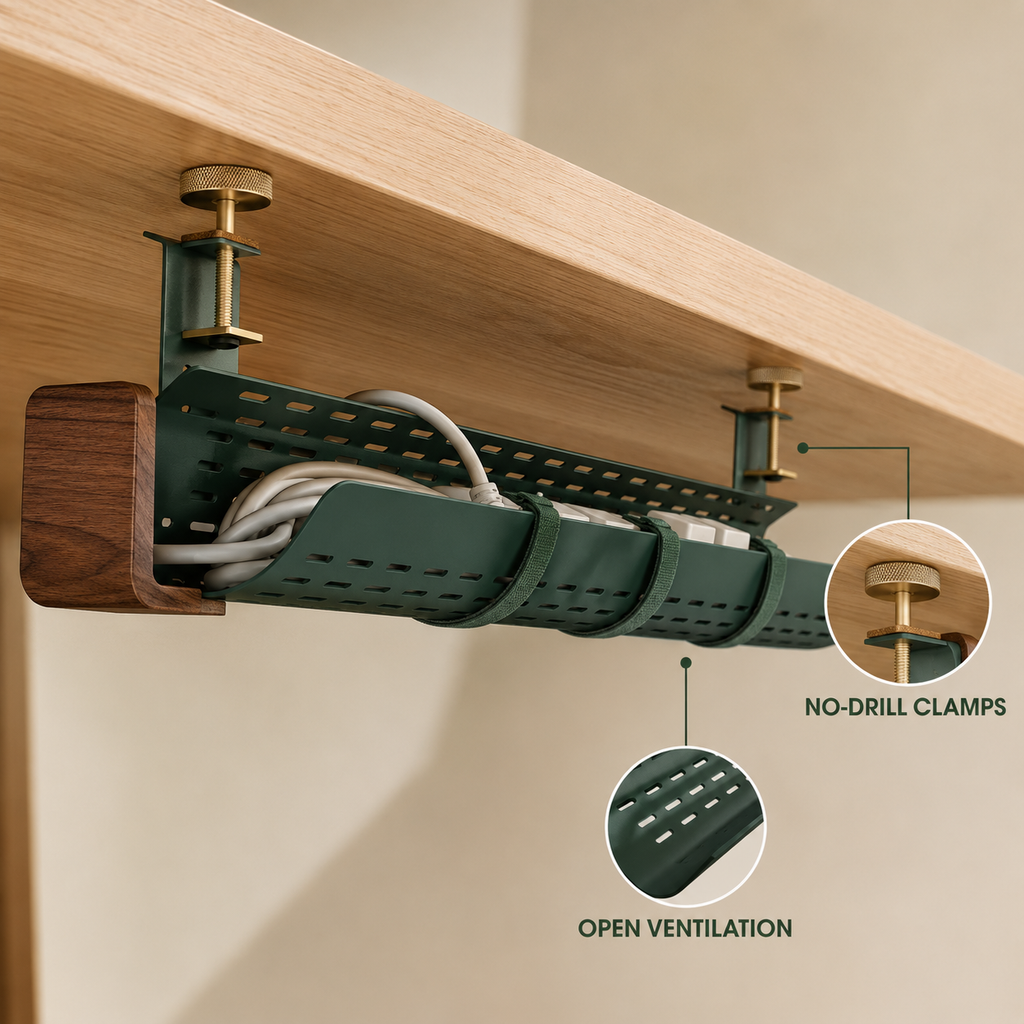 VeilTray Tool-Free Under-Desk Cable Channel