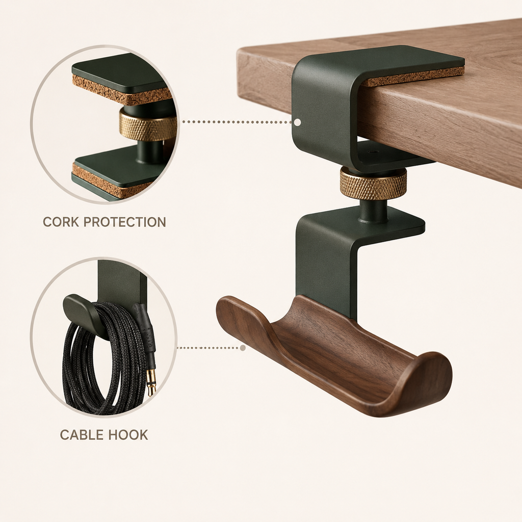 ArcHook Under-Desk Headphone Hanger