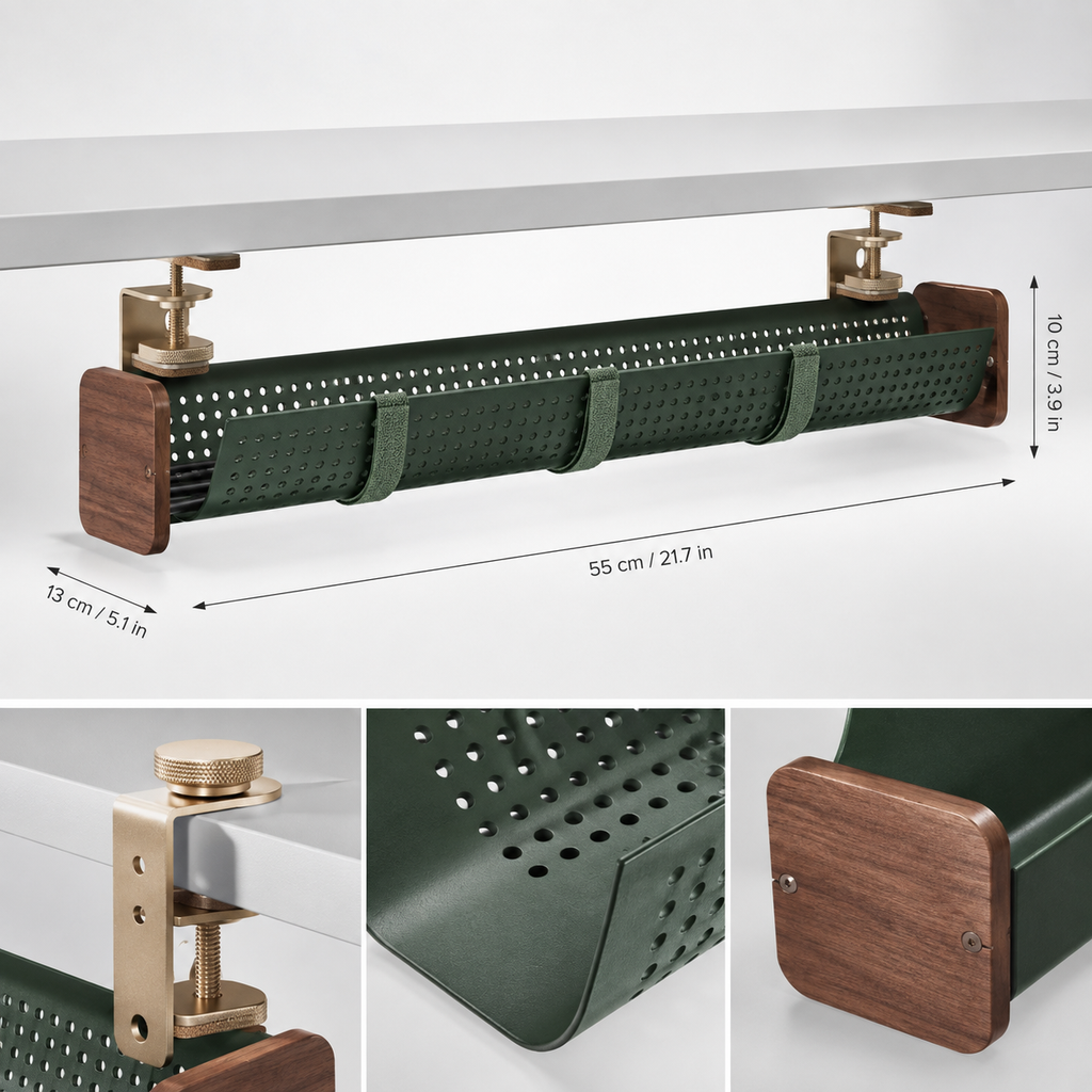 VeilTray Tool-Free Under-Desk Cable Channel